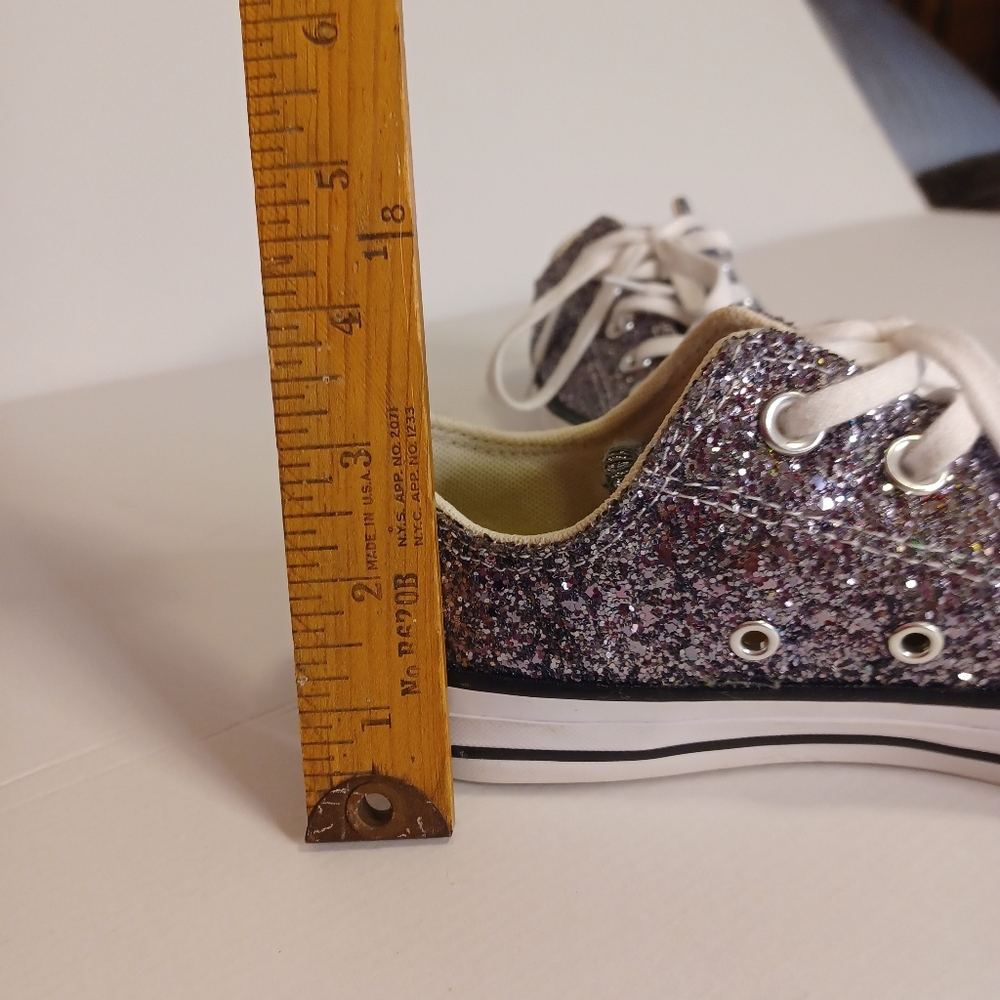 Converse All Star Chuck Taylor Black Glitter Low Top Sneakers Women's 6 Like New - Picture 8 of 13